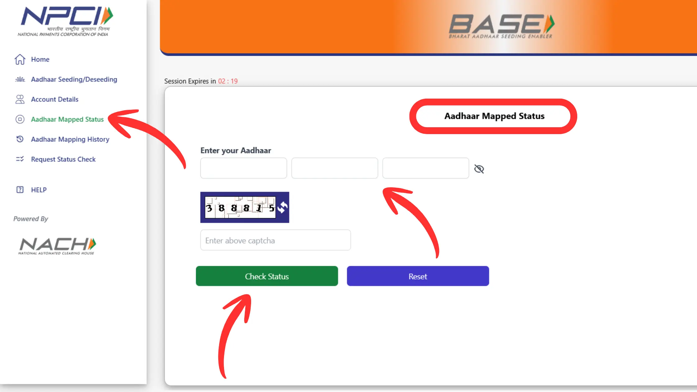 Aadhaar Seeding Mapping Online status